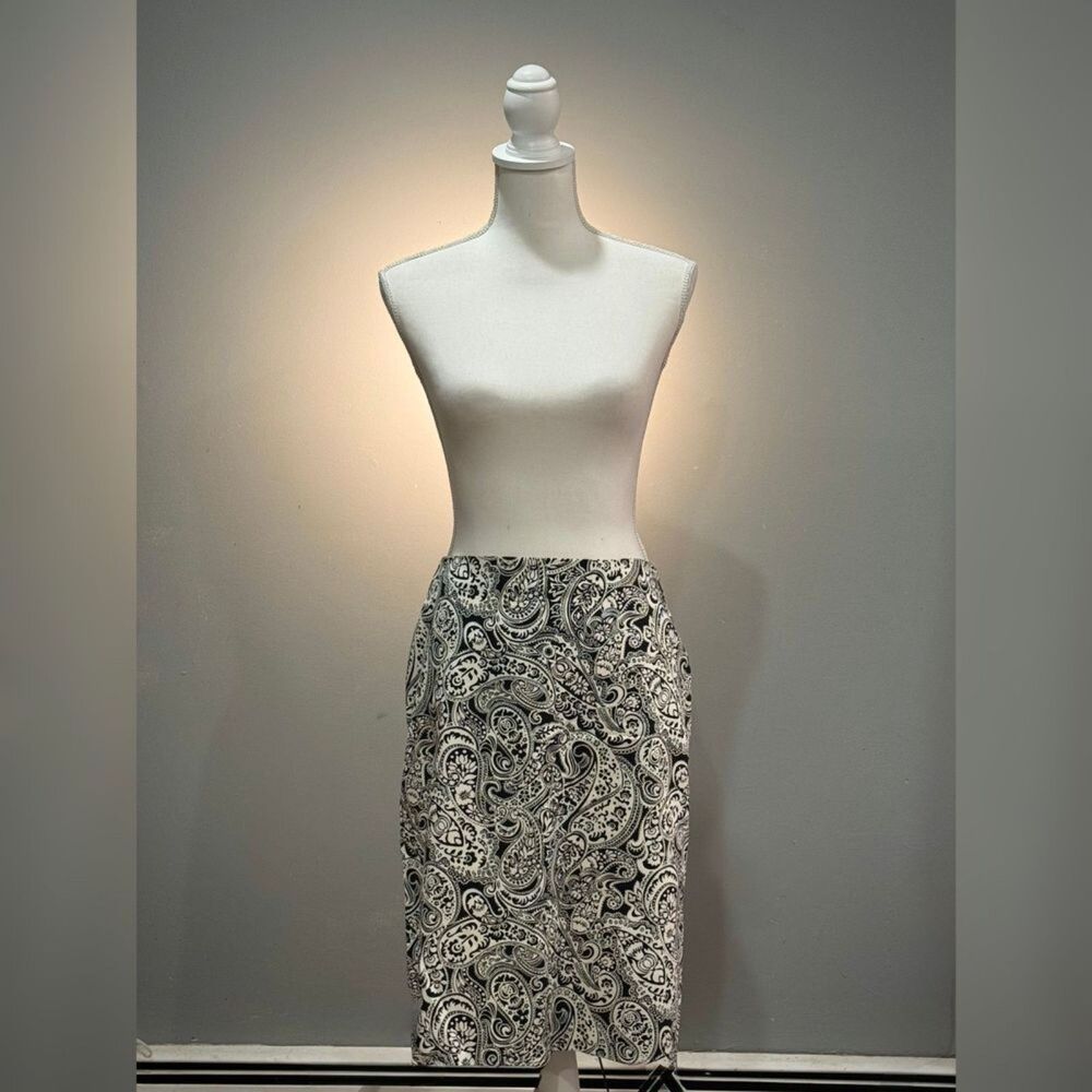 B/W Talbots Paisley Pencil Skirt Size 4